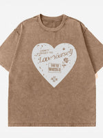 Heart Round Neck Short Sleeve T-Shirt