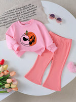 Children's Halloween Graphic Sweatshirt and Flare Pants Set