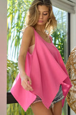 BiBi High and Low Flare Knit Tank Top
