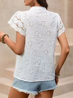 Eyelet Embroidered Button Up Shirt