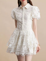 Lace Puff Sleeve Mini Dress