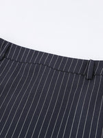Striped Blazer & Mini Skirt Set with Neck Tie