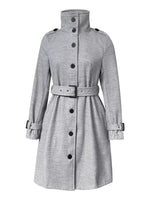 Button-Down Longline Coat with Belt