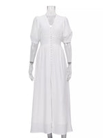 Slit Puff Sleeve Maxi Dress