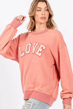 SAGE + FIG LOVE Path Applique Drop Shoulder Sweatshirt