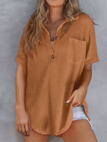 Textured Knit Button Detail Top