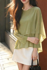 Layered Flutter Sleeve Chiffon Blouse