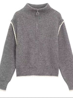 High Neck Half Zip Sweater