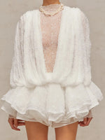 Ruffled Hem Lace Mini Dress
