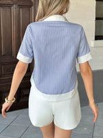 Striped Button-Down Short Sleeve Shirt