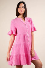 VERY J Plus Size Mineral Washed Woven Mini Dress