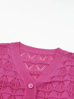 Buttoned Front Openwork Cardigan