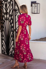 Floral Print Short Sleeve Midi Dress