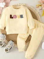 Children's Letter Round Neck Top and Pants Set