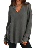 Waffle Knit Long Sleeve Sweatshirt