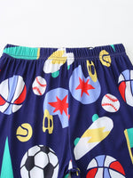 Children's Sporty Print Round Neck Tee and Shorts Set