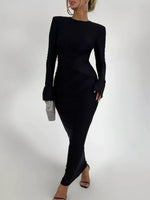 Ruched Long Sleeve Bodycon Maxi Dress