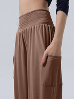 Full Size Smocked Waist Harem Pants with Pockets Plus Size