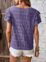 Round Neck Ruffled Short Sleeve Top