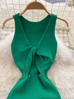 Knot Back Sleeveless Knit Bodycon Midi Dres