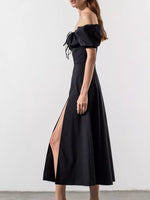 Full Size Slit Short Sleeve Midi Dress Plus Size