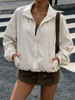 Zip-Up Dropped Shoulder Jacket