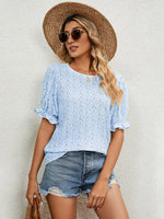 Printed Puff Sleeve Casual Blouse