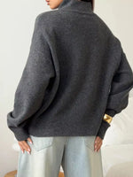 Mock Neck Dropped Shoulder Sweater