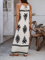 Devine Grecian Neck Printed Maxi Dress