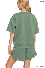 Zenana Scuba Short Sleeve Top & Shorts Set