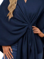 Solid Color Tie-Front Knit Cape Top