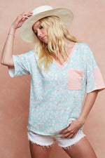 BiBi Multi Color Leopard Printed French Terry T-Shirt