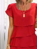 Full Size Ruffled Layered Petal Sleeve Dress Plus Size