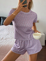 Floral Round Neck Top and Shorts Lounge Set