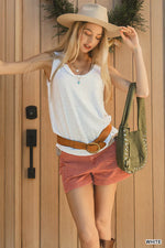 Zenana Slub Raw Edge Detail Tank Top