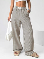 Striped High-Waisted Wide Leg Pants