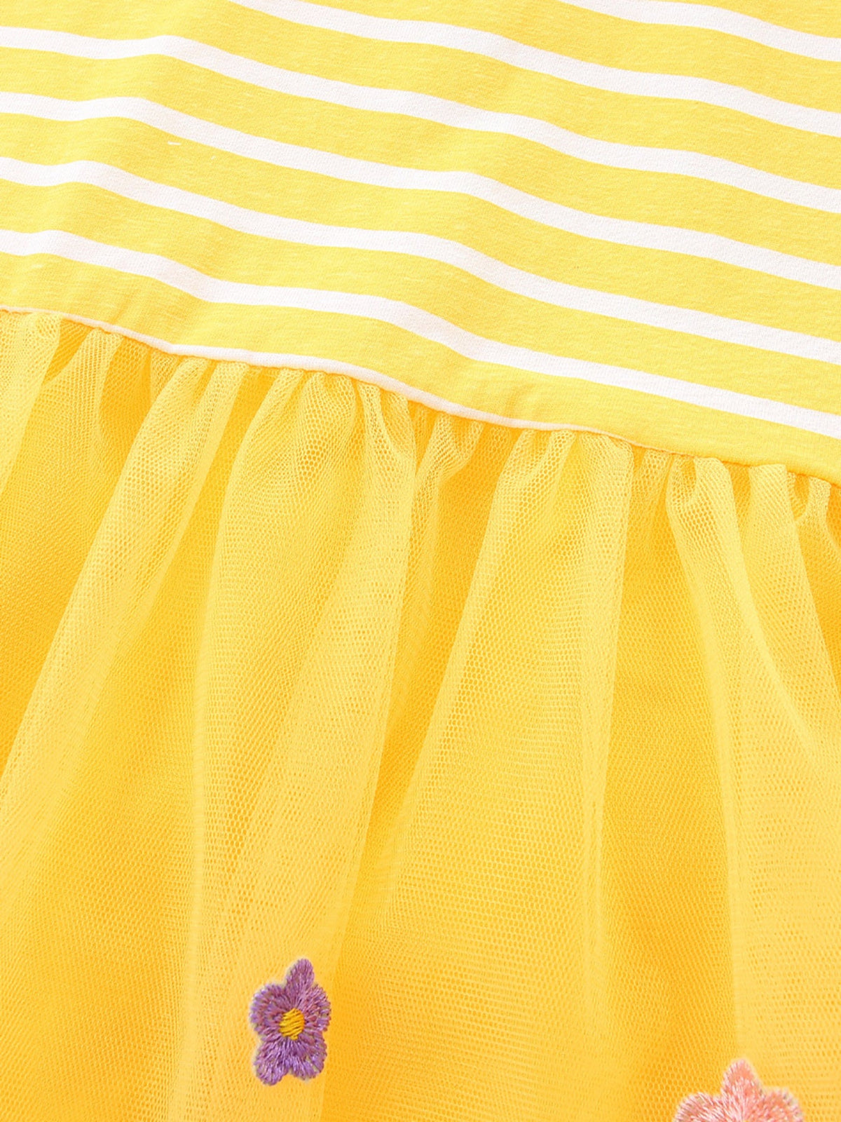 Children's Bunny & Floral Striped Tulle Dress