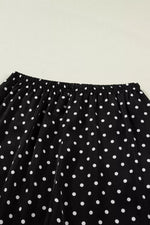 Polka Dot Print Elastic Waist Lace Hem Loose Pants