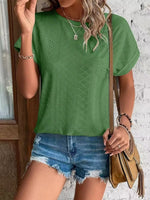 Eyelet Round Neck Short Sleeve Top