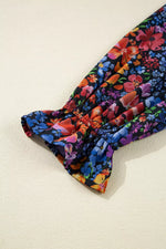 Floral Print Flounce Sleeve Dress