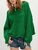 Textured Dot Knit Long Sleeve Hooded Sweater