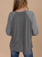 Contrast Print Striped Raglan Long Sleeve Loose Top
