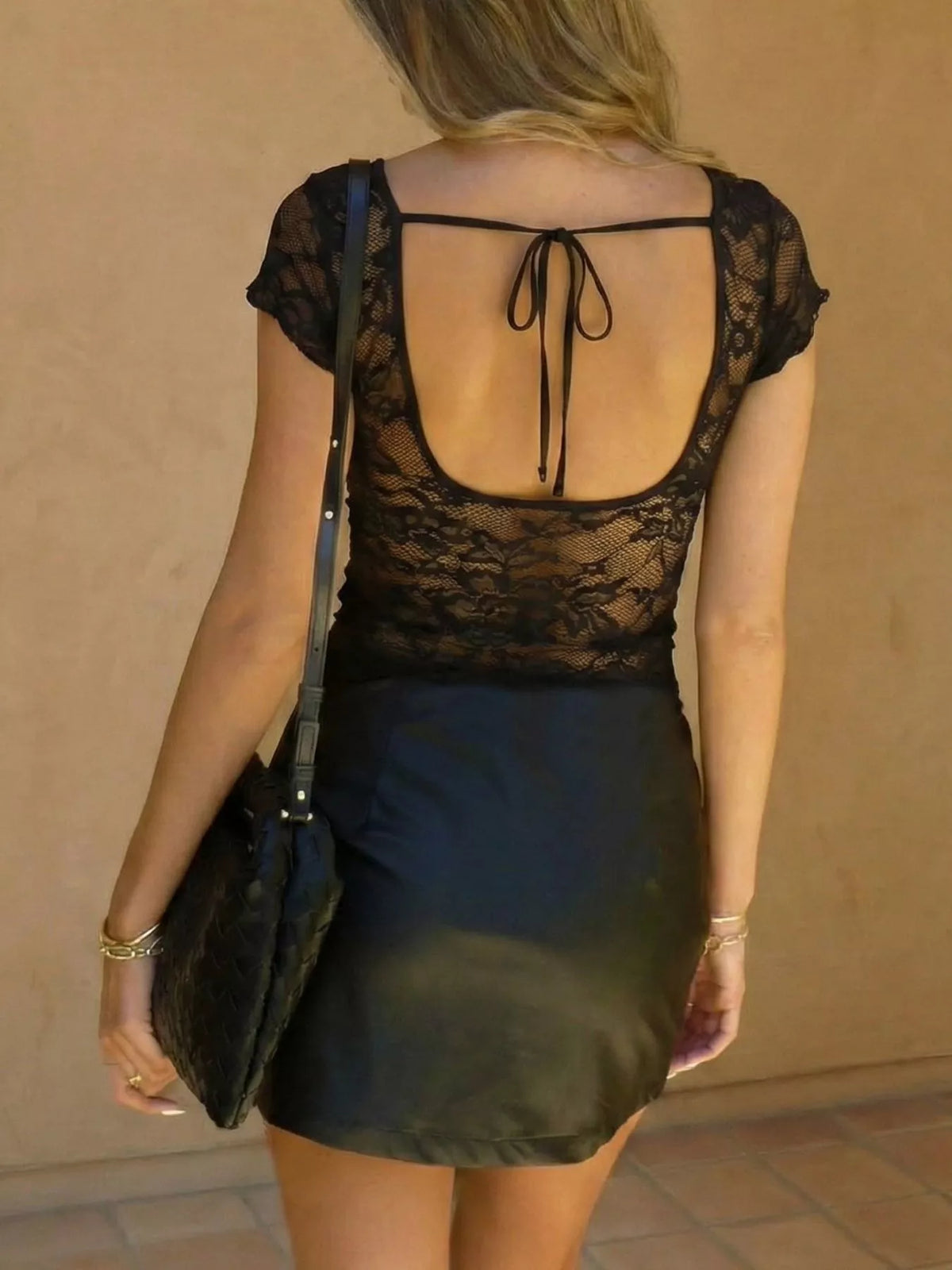 Lace V-Neck Slim Fit T-Shirt