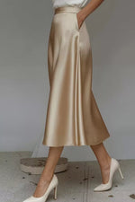 Satin A-Line Midi Skirt
