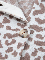 Leopard Drop Shoulder Chunky Knitted Cardigan