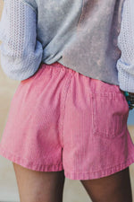 Striped Elastic Waist Casual Shorts