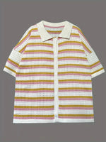 Openwork Button Up Top and Shorts Set