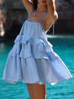 Ruffled Tie Shoulder Mini Dress