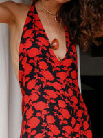 Backless Halter Neck Polka Dot Maxi Dress
