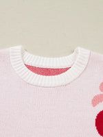 Cherry Pattern Drop Shoulder Sweater